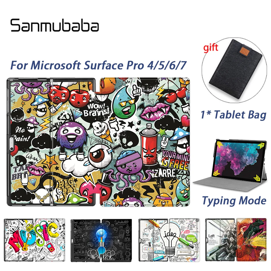

Sanmubaba планшетный чехол для Microsoft Surface Pro 4, 5, 6, 7, 12,3 дюймов Тонкий кожаный чехол с магнитным замком и подставкой защитный чехол