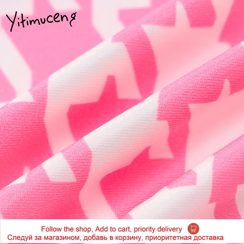 

Yitimuceng Floral Print 2 Pieces Set Women Pink Crop Top Strapless Bare Shoulder and Elastic Waist Long Pants Skinny Summer 2021