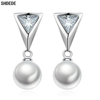 shdede stud earrings for women fashion jewelry embellished with crystals from austrian imitation pearl accessories wh02