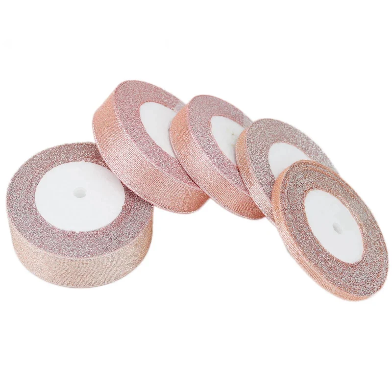 (25 ярдов/рулон) класса люкс оранжевый металлический блестящий лента оптовая