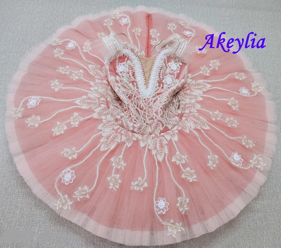 

Adult professional ballet tutu beige cream girls peformance tutu puffy flower fairy doll classical ballet stage costume red