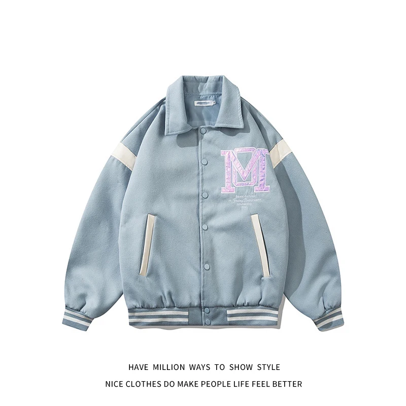 

New Arrival Embroid Patchwork Women's Letterman Baseball Bomber Jacket Unisex Men's Varsity Stadium Award Coat Street Vintage