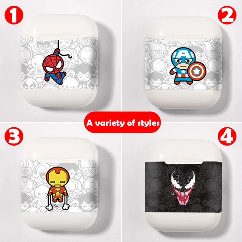Marvel Железный человек чехол наклейка s для Airpods стикер защита от пыли кожи протектор милый человек-паук Капитан магнитная кожа для Airpod Stiker