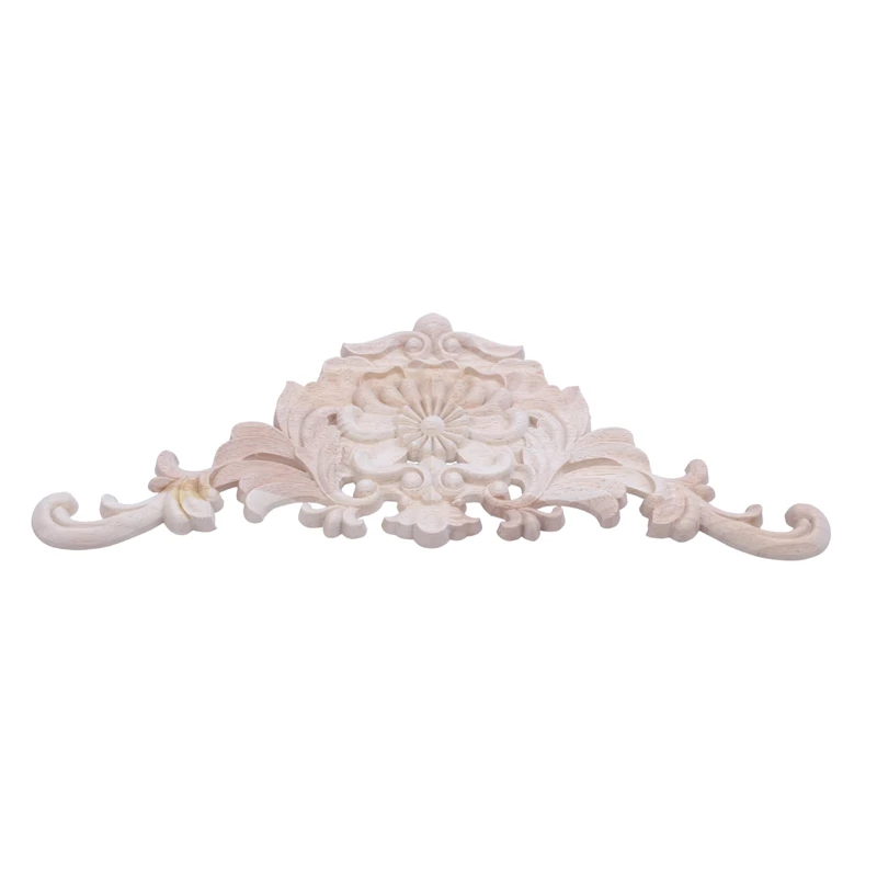 

Promotion! 1X Rubber Wood Carved Applique Retro Furniture Craft Decor 38*15*1.2cm