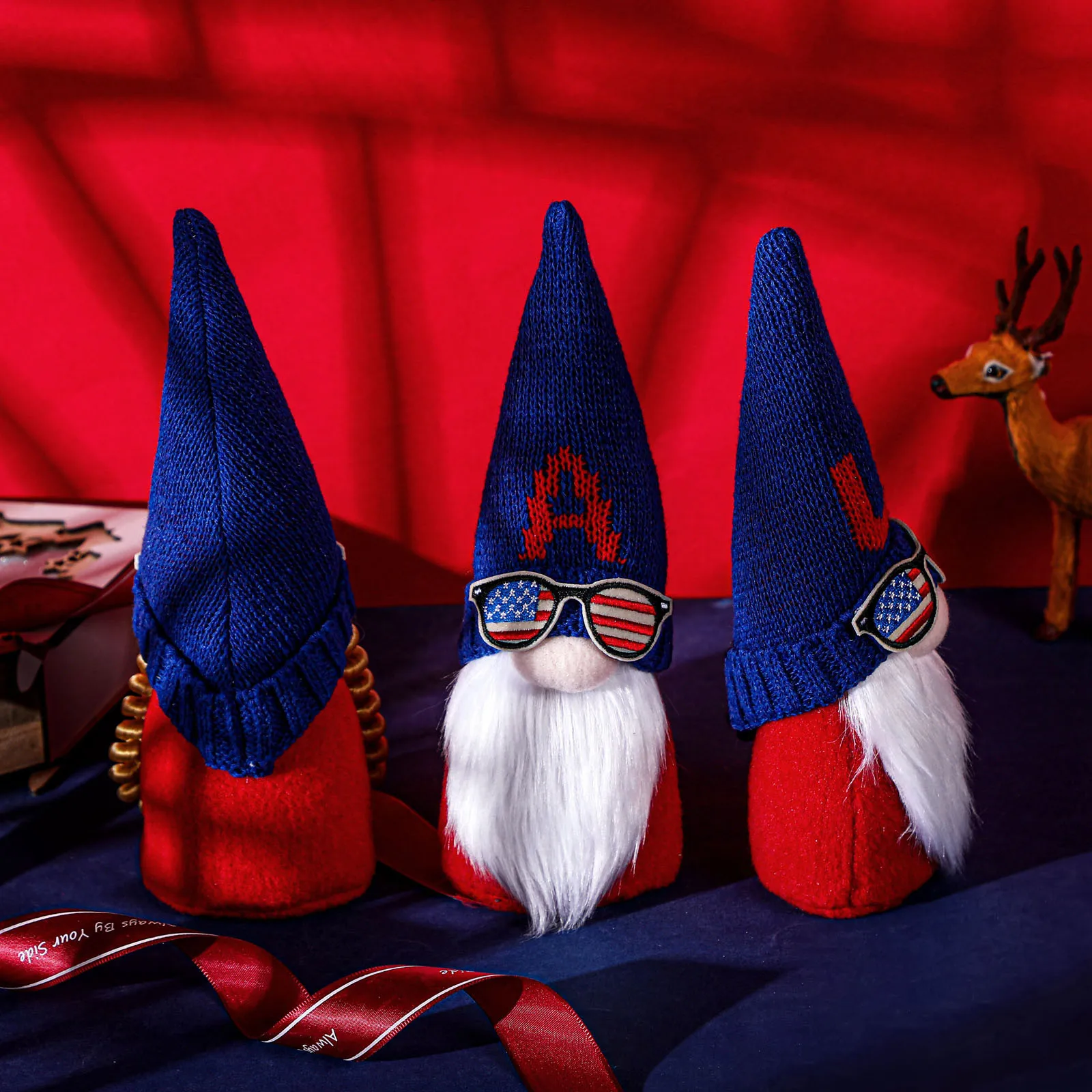 

3pcs Figurine Independence Day USA Faceless Forest Gnome Doll Decoration Ornament Home Decoration Accessories decoration salon