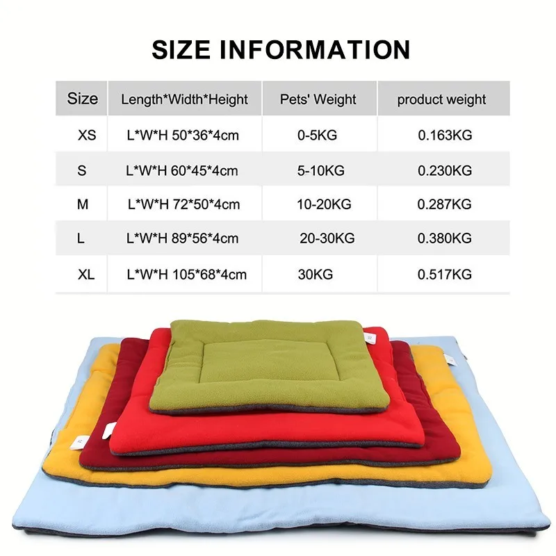 Soft Dog Bed Mat Pet Cushion House for Cats Warm Blanket Solid Fleece Lounger Small Medium Large Dogs Products | Дом и сад