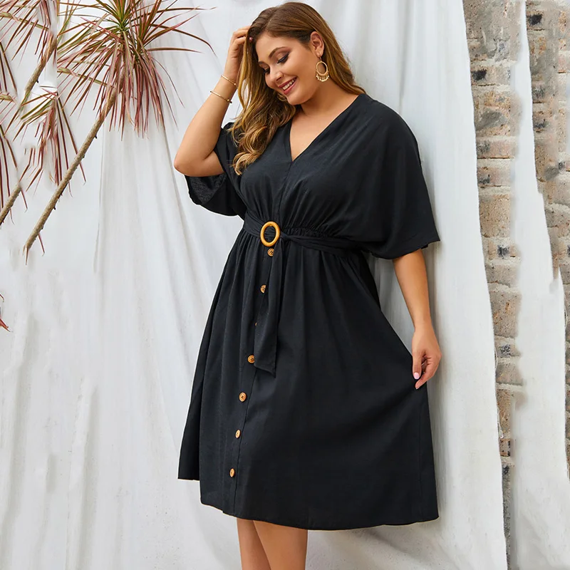 

2021 V-neck Party Dress Women Summer Long Big Size Dress Ladies Plus Size Elegant Dress Female Midi Oversized Dresses 4XL