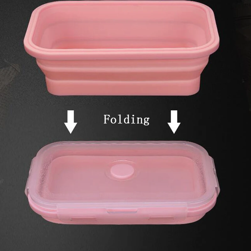 Портативный Силиконовый Складной Контейнер Bento Ланч бокс для еды посуда детей и