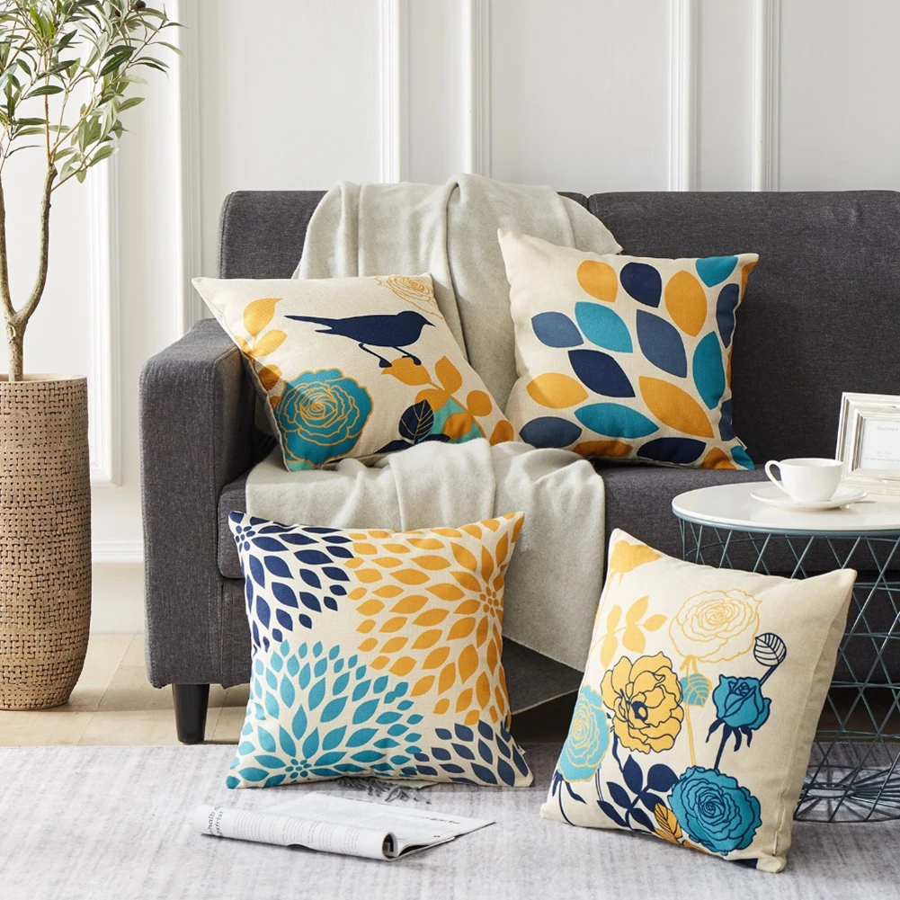 

Pillowcase, Flower Bird Print Household Pillowcase Cushion Covers Square Pillow Accessories