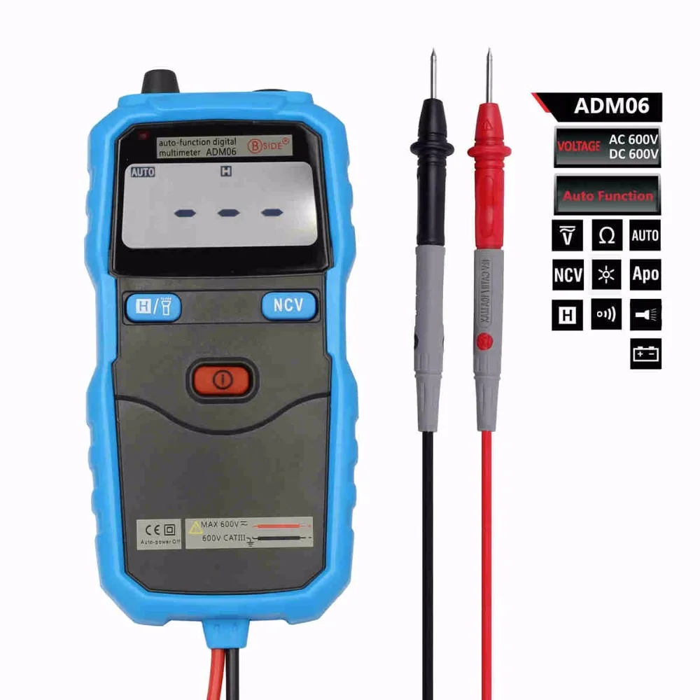 Цифровой мини мультиметр ADM06 BSIDE карманный автоматический измеритель цепи