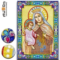 rubos diy 5d diamond painting icons our lady of mount carmel religions diamond embroidery pictures large bead pearl crystal sale