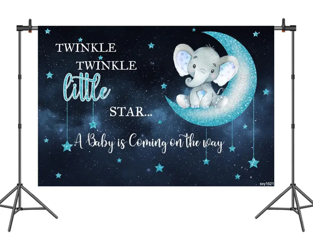 Тематический фон Sensfun Twinkle Littler Star для фотостудии Луна Слон детский душ
