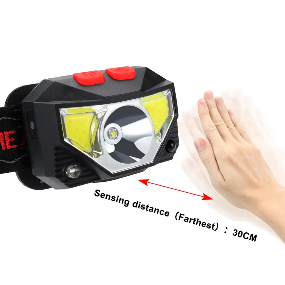 XML-Q5 LED Rechargeable Headlamp White Red Finger Induction Headlights Head Light Lamp Torche's Flashlight Built-in Battery | Лампы и