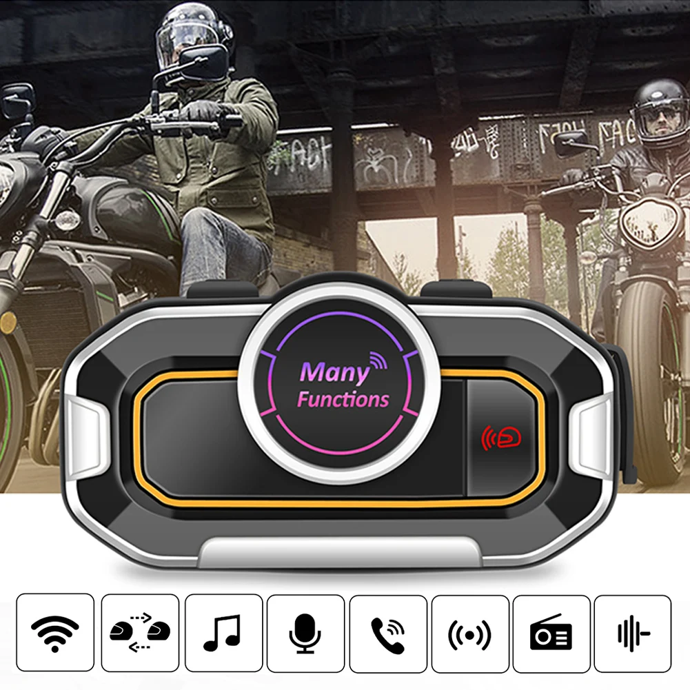 

Переговорное устройство для мотоциклетного шлема, Bluetooth-совместимое переговорное устройство, рация 2 водителя, 500 м, гарнитура для шлема, гар...
