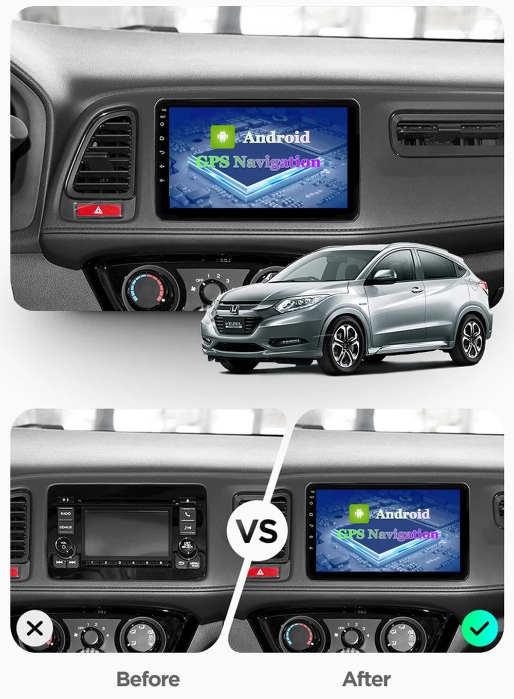 4G+32G Android 10.0 Car GPS Navigation for Honda Vezel/HR-V 2014-2017 multimedia player With Wifi 4G AHD DSP | Автомобили и