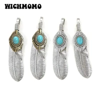 new fashion 2pcsbag 6515mm big hole retro zinc alloy feather charms pendant for diy jewelry accessories gifts