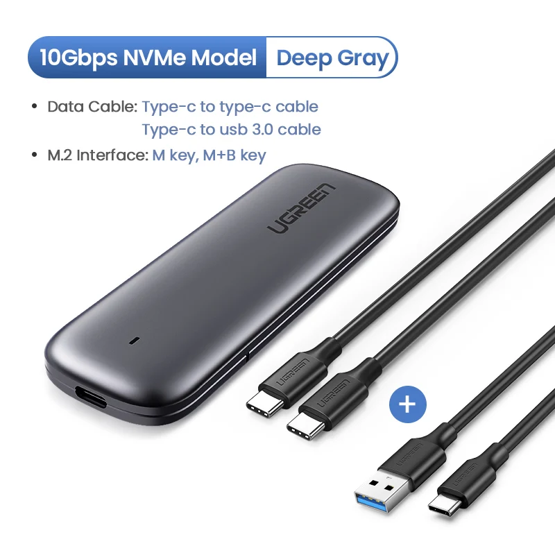 M-key NVMe - 2 Cable Ugreen M2 SSD чехол NVME корпус M.2 для usb type C 3,1 SSD адаптер для NVME PCIE NGFF SATA M/B Ключ SSD диск коробка M.2 SSD чехол - Цвет: M-key NVMe - 2 Cable