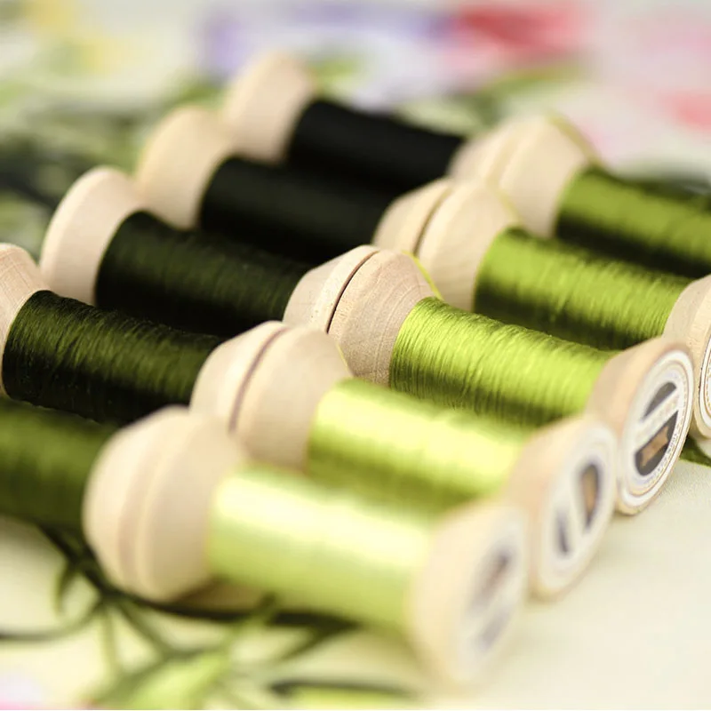 Зеленая нитка для вышивания бобов/практичная искусственная нить/Вышивальная