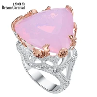 dreamcarnival1989 new baroque 22x22mm giant pink opal solitaire wedding rings for women jewelry factory wholesale price wa11691s