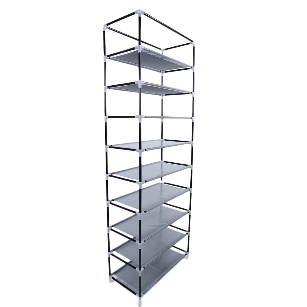 

10 Tiers 9 Lattices Shoe Rack Space Saving Non-woven Fabric Storage Shelf