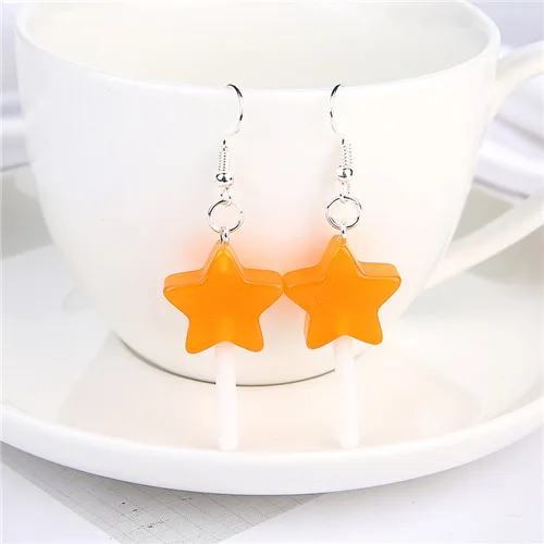 Transparent orange 1 пара, женские серьги, полимерные, ремесло, конфеты, леденец, bff, дружба, Висячие серьги для женщин, детей, ювелирные изделия - Окраска металла: Transparent orange