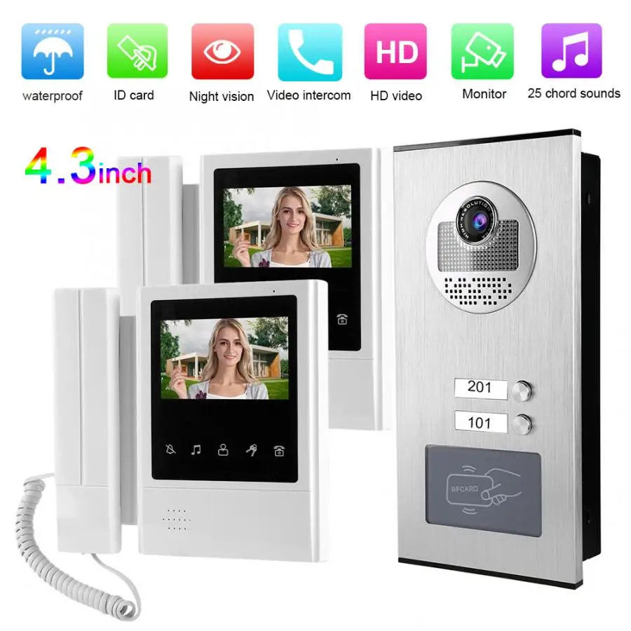ЖК монитор домофон камера видеодомофон дверной звонок 2 единицы 110 240 В