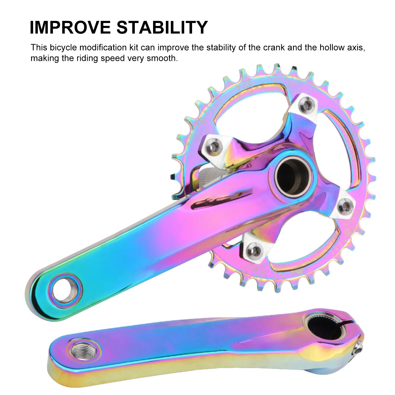 

Easy To Install Bicycle Crank Chainwheel MTB Bike Crankset Aluminum Alloy With Bottom 170mm/6.68inch Crank Colorful 32T Plate