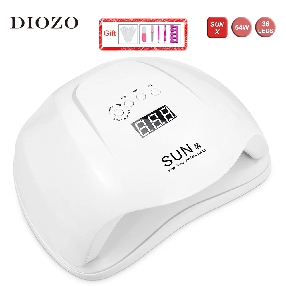 

54W Led UV Lamp Nail Dryer 36 Leds Nail Lamp With Anti-UV Gloves Gift UV Lamp With 4 Timer Setting Led Nail Manicure Tools
