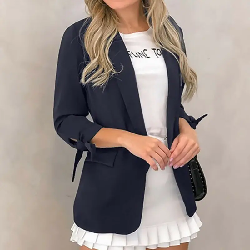 

Womens Collared Tailored Suit Blazer Coat Slim Long Sleeve Size 8-16 Ladies Solid Bandage Sleeeve Casual Top Blazers Clothing