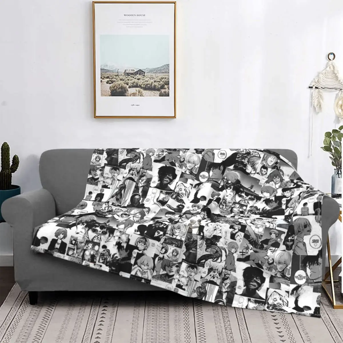 

Tokyo Ghoul Shirt Blanket Bedspread Bed Plaid Bed Cover Fluffy Plaid Hooded Blanket Children'S Cover