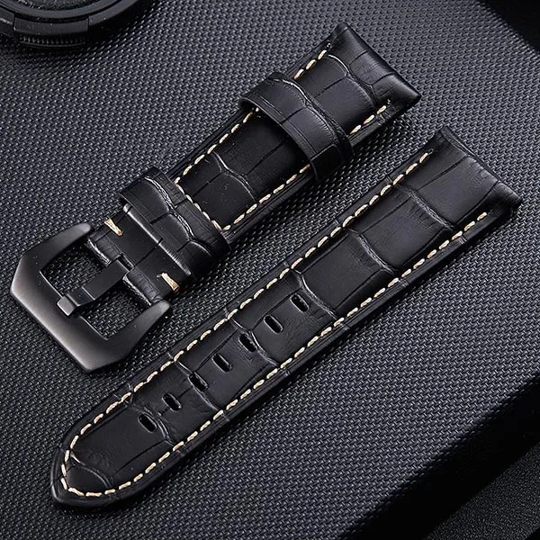 Classic Black Высокое качество Гладкий Ремешок для наручных часов для Panerai Стиль Для Мужчин's ремешки для часов из натуральной кожи Бизнес ремешок 20/22/24/26 мм Размеры - Цвет ремешка: Classic Black