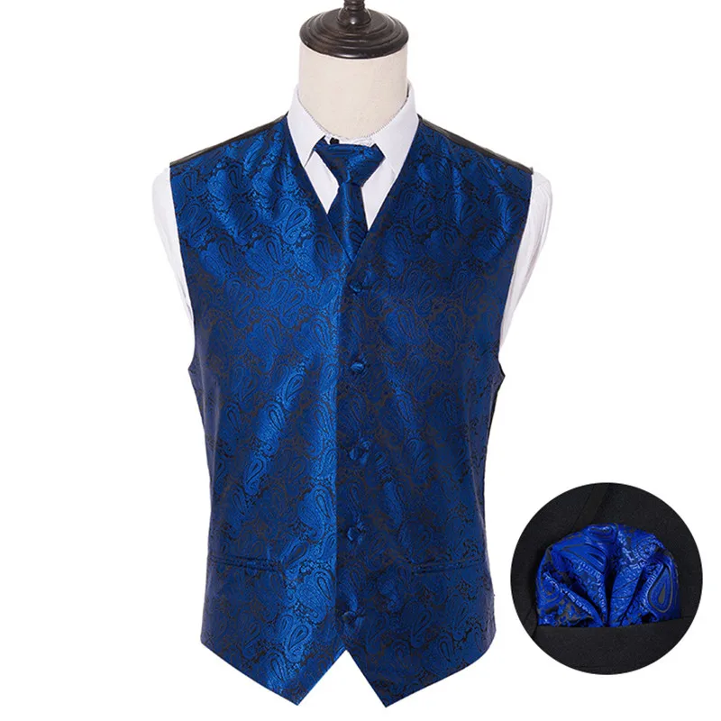 Мужской классический черный тканый облегающий костюм с пейсли жилет воротник