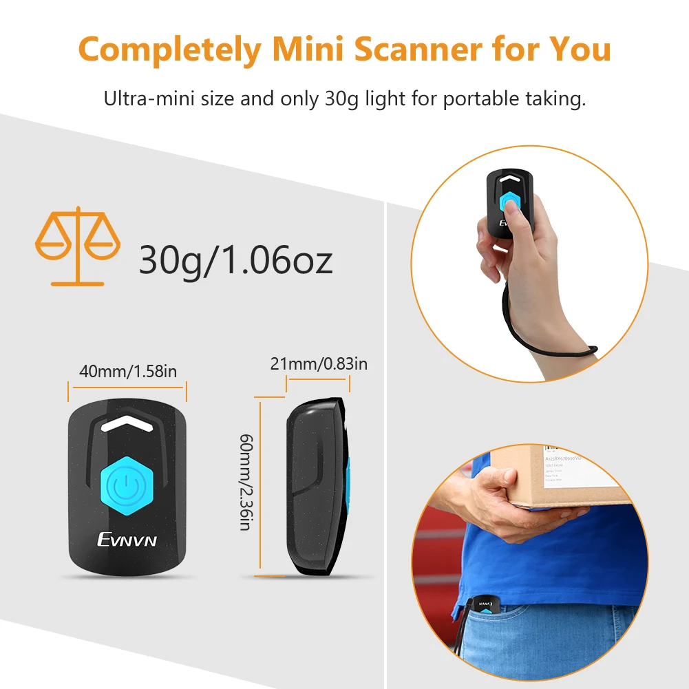 Mini 2D Bluetooth Barcode Scanner Portable QR 1D Bar Code Reader Screen Scanning 2.4G Wireless USB Wired Work with Phone Tablet |