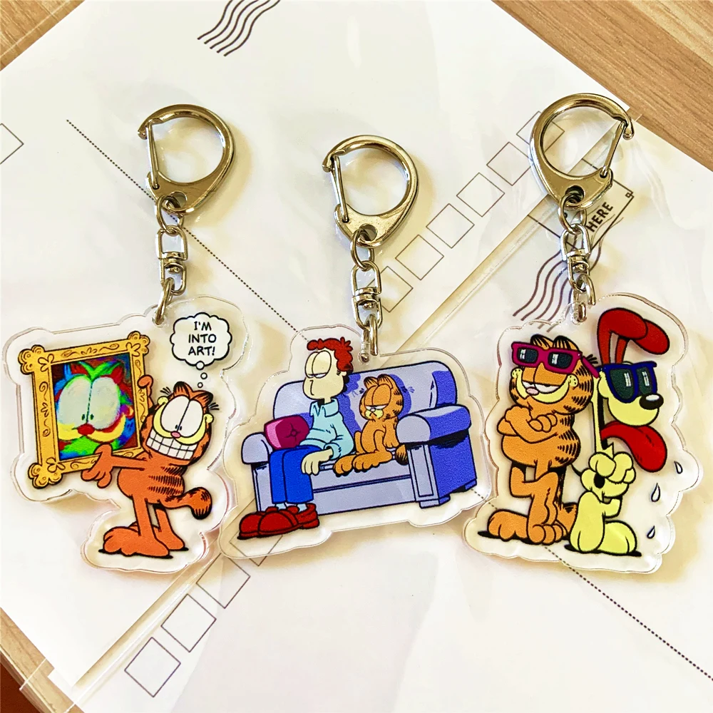 Забавный мультяшный брелок Garfield двусторонний для косплея акриловый кулон женщин
