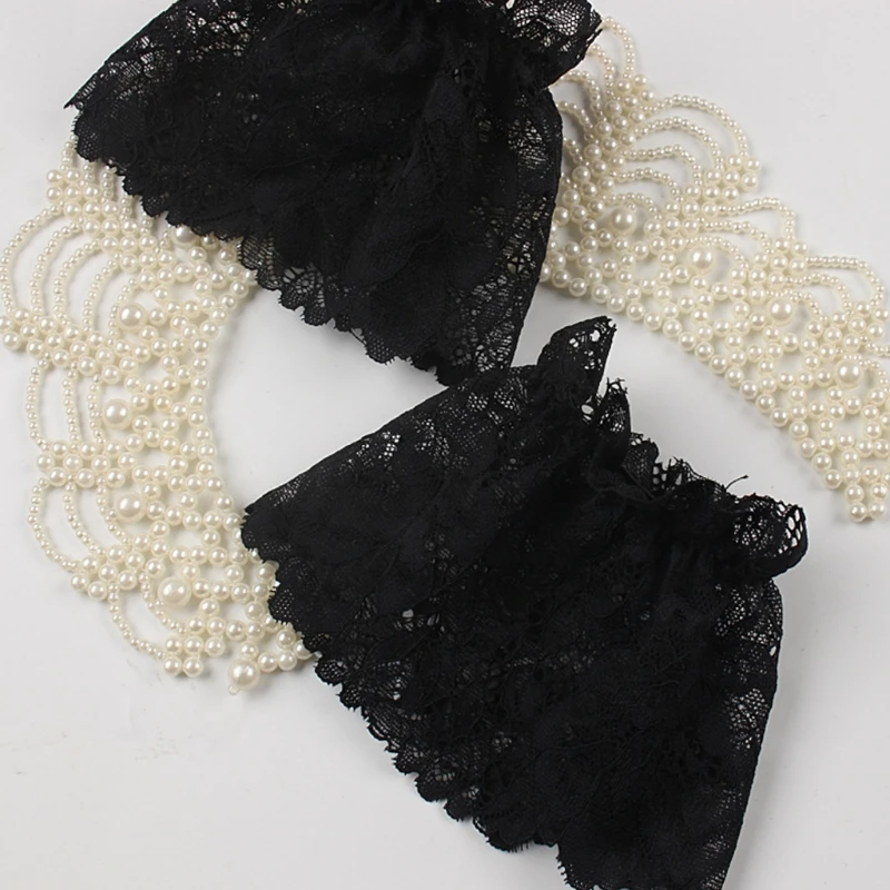 

Single Layer Floral Lace Stretch Wrist Cuffs Scar Cover Detachable Fake Sleeves H9ED