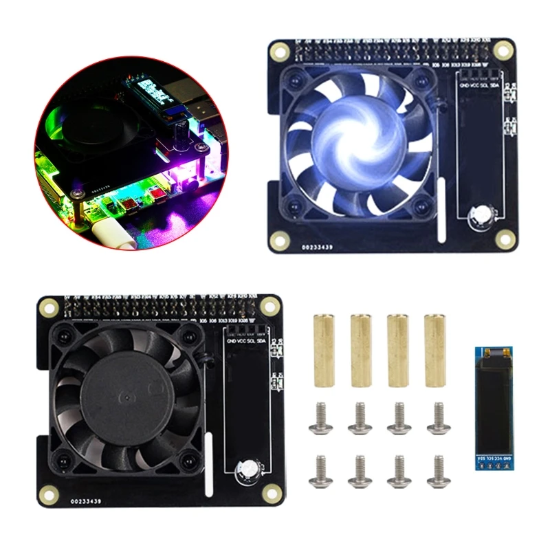 

Ice Cooling Fan Intelligent Speed Temperature Control Expansion Board CPU Information Fan Spee LCD for Raspberry Pi 4B/3B+/3B