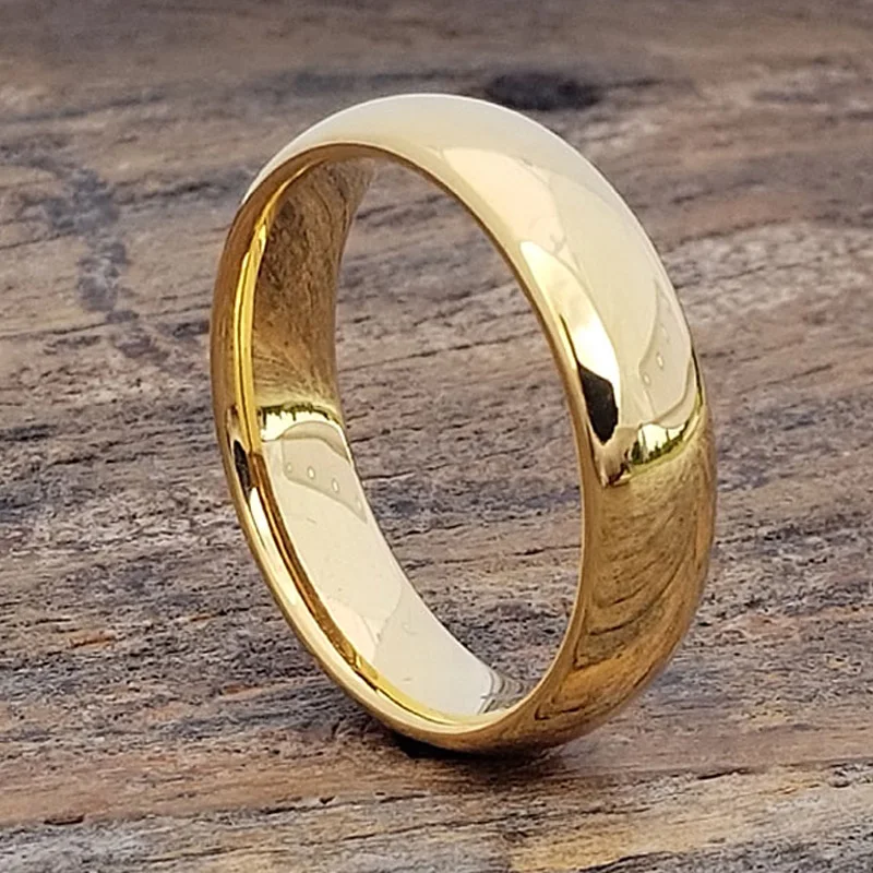 Оптовая продажа партиями по 6 мм широкий золотой Цвет кольца из карбида вольфрама