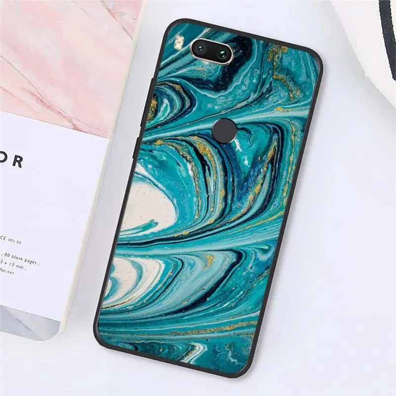

Matte Marble blue art pattern Phone Cases For Xiaomi Redmi note 7 8 9 t k30 max3 9 s 10 pro lite Luxury brand shell funda coque