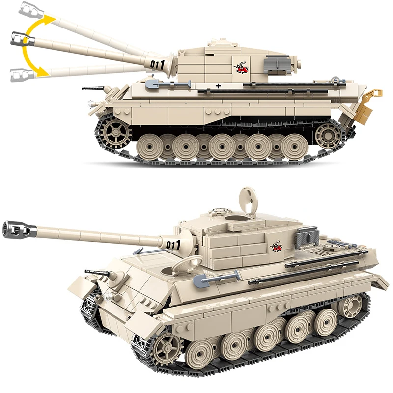 Military Series German King Tiger Heavy Tank Building Blocks WW2 Army Weapon Soldier Figures Bricks Sets Toys Gifts for Children | Игрушки и