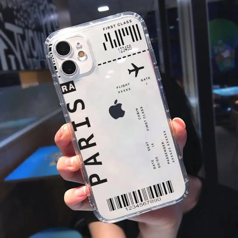 

AIR Tickets Travel Label Country Phone Case Transparent soft For iphone 5 5s 5c se 6 6s 7 8 11 12 plus mini x xs xr pro max