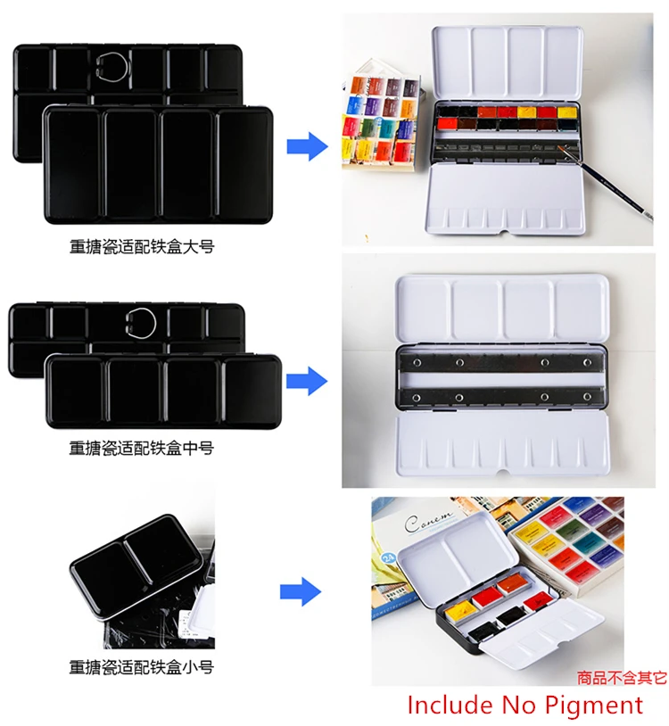 Pigment Storage Case with Empty Watercolor Paints Palette Metal Box 6/12 Full Pans and 12/24 Half for Art Painting Supplies | Канцтовары