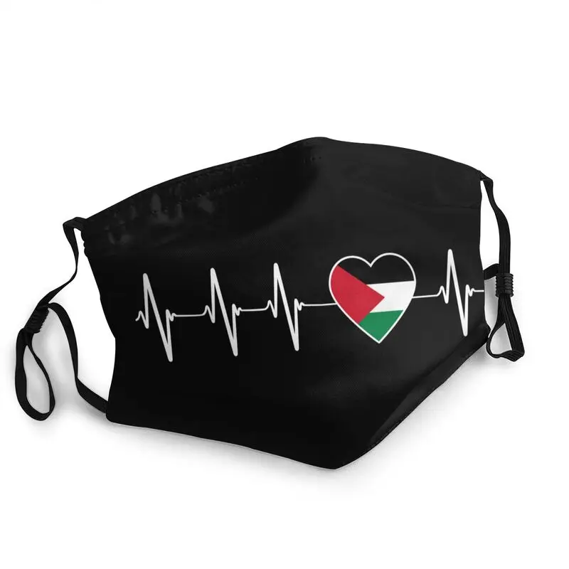 

Palestinian Heartbeat Palestine Flag Mask Anti Dust Reusable Patriotic Pride Face Mask Protection Cover Respirator Mouth-Muffle