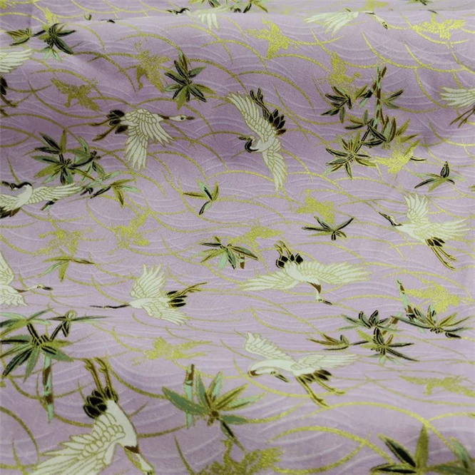 Японский БЛАГОРОДНЫЙ кран хлопок золотой порошок парча ткань дамасский жаккард