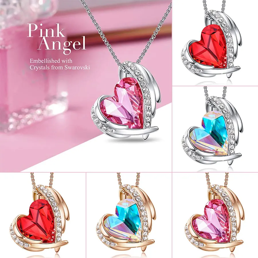 Модные эффектные ожерелья в форме сердца для женщин камень новорожденных