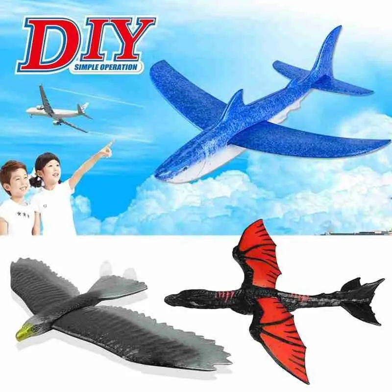 

Детский пенопластовый Летающий самолёт, игрушка «сделай сам» для ручного бросания, модель самолета из пенопласта с драконом, Орлом, акулой, ...
