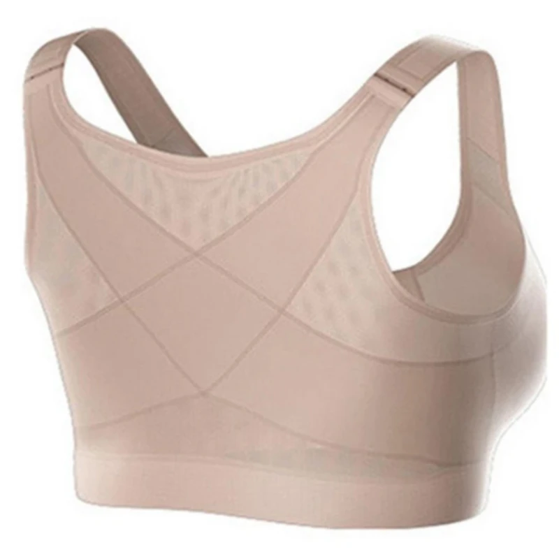 

Women Full Coverage Front Closure Sports Bra X-Shaped Back Posture Corrector Bralette Wireless Push Up Yoga Underwear