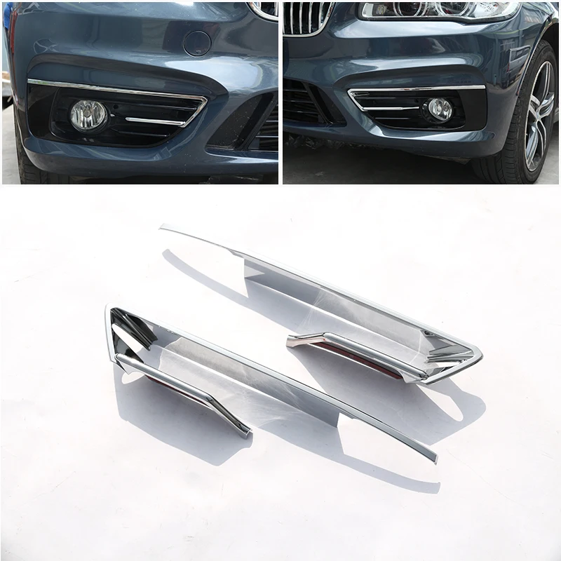 

2Pcs Car Auto ABS Chrome Polished Silver Front Fog Light Frame Cover Trim For BMW 2 Series F46 F45 Gran Active Tourer 2015-2017
