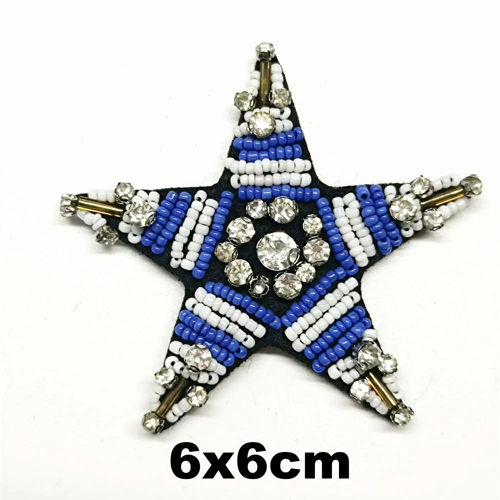 

DIY embroidery beaded star embroideried patches for clothing QR-3333