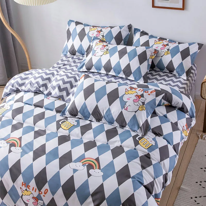 

Home Simple Bedding Sets With Pillowcase Duvet Cover Sets Bed Sheet Sanded Single Double Queen Size Quilt Covers Bedclothes