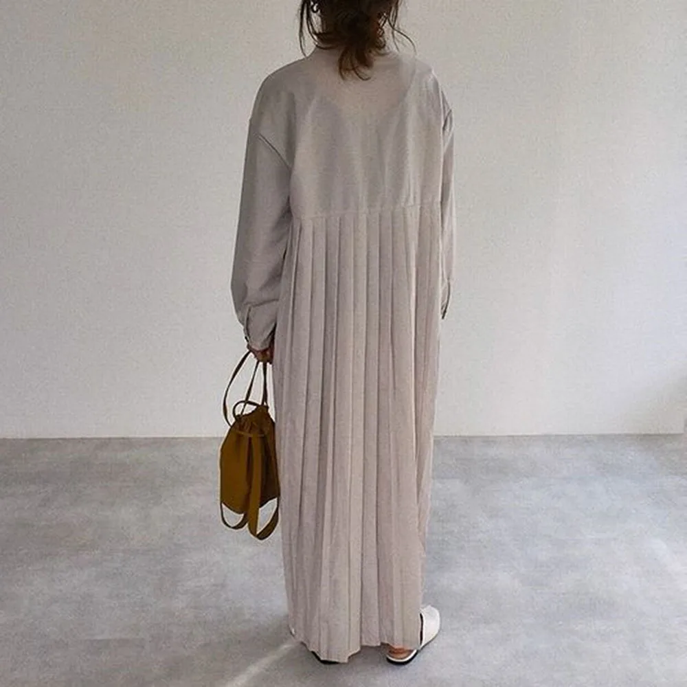 

Dress 2021 Summer Japan New Style Korean Slim High Waist Shirt Long Sleeve Female Elegant White Shirt-style Pleated Dress